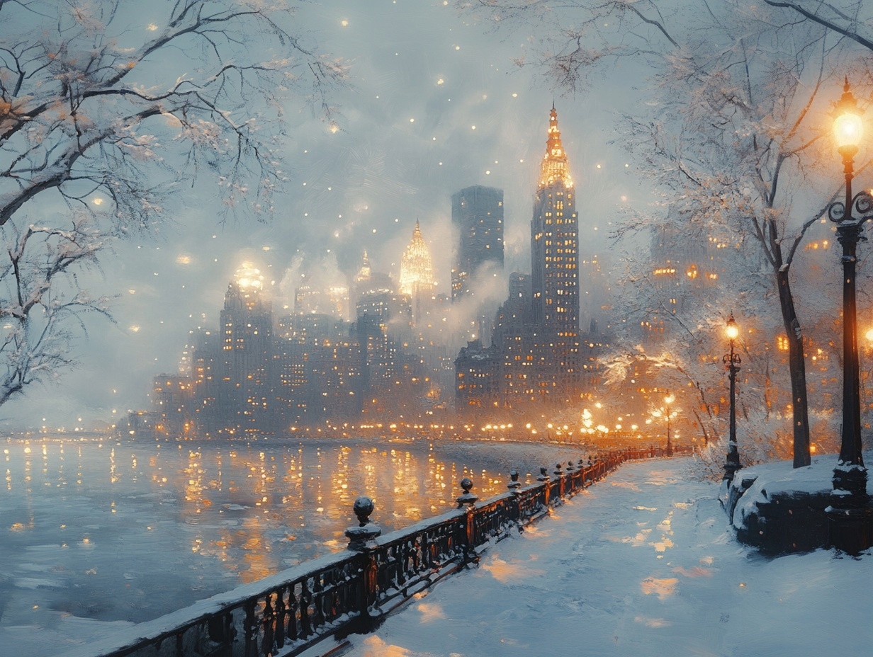 Obraz Na Plátně Canvas New York Zima Manhattan Noc Sníh Usa Nyc 100x75