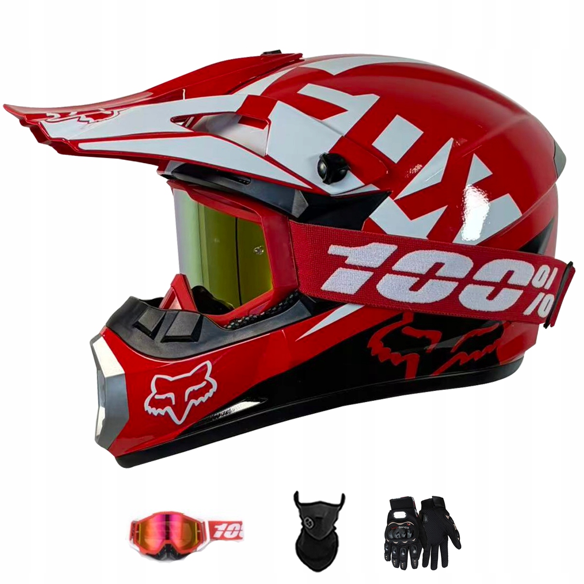 Motocyklová Přilba Lehká Enduro Quada Brýle Rukavice Maska M