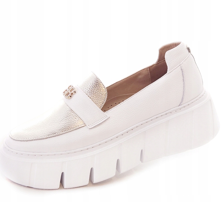 Dámské kožené polobotky Venetti nazouvací Bílo-zlaté 1836