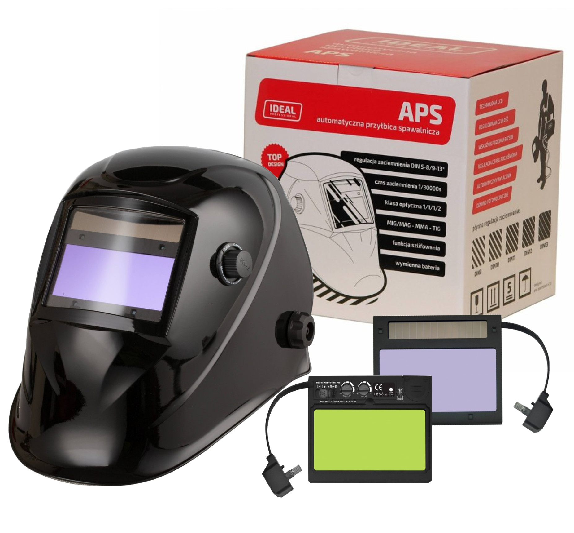 Maska Spawalnicza Przyłbica Automat APS-718G Black 5 szybek