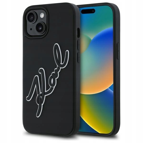 Pouzdro pro iPhone 15 Karl Lagerfeld 3D Rubber Signature Black