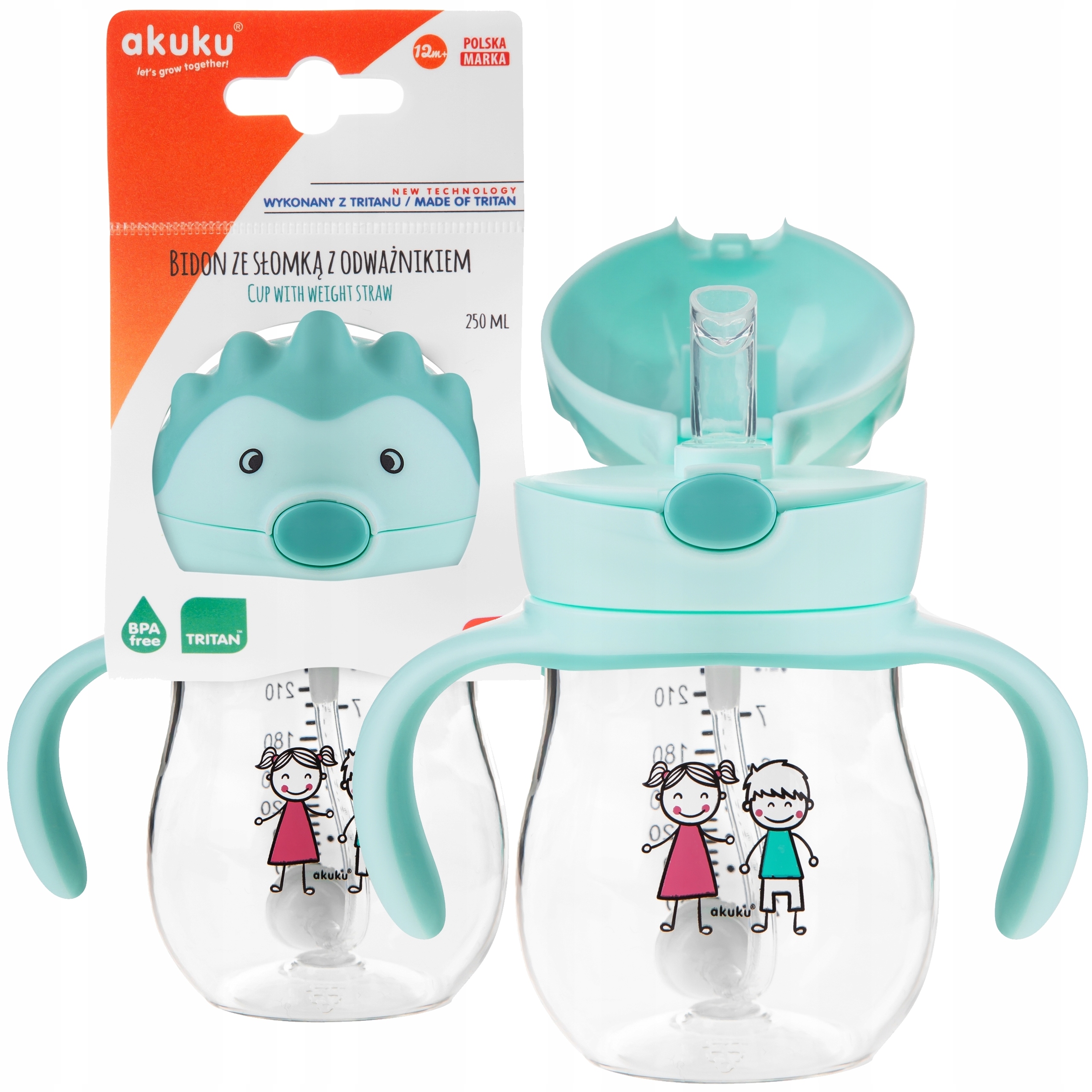 

Akuku Kubek Bidon Z Obciążoną Słomką 250 ML Tritan