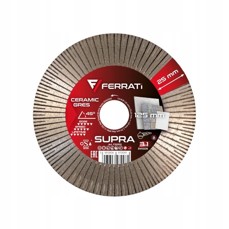Ferrati Diamantový kotouč pro řezání a broušení 125 mm Supra