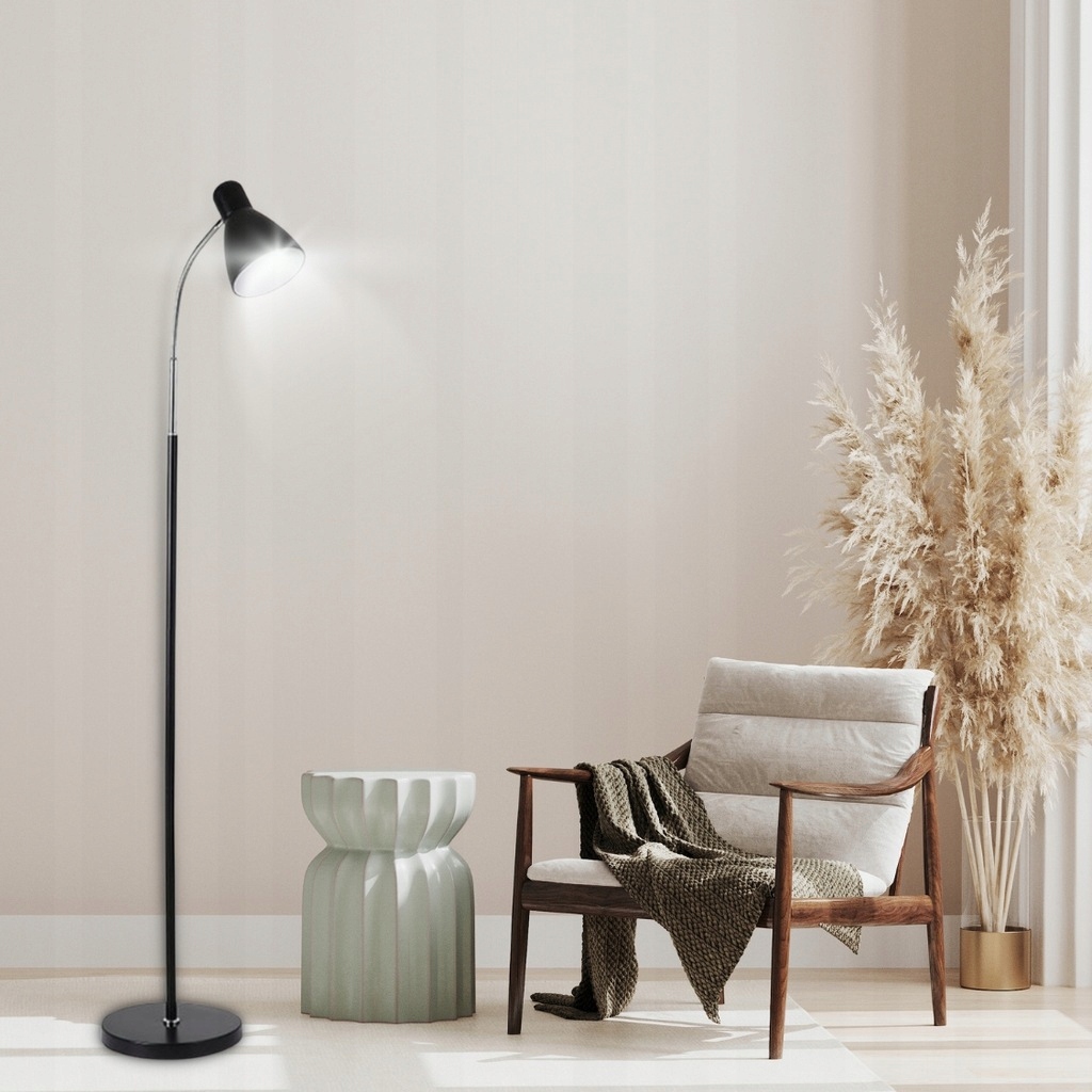 LAMPA STOJĄCA PODŁOGOWA LED 40W DO SALONU SYPIALNI POKOJU DESIGN CZARNA Zasilanie sieciowe