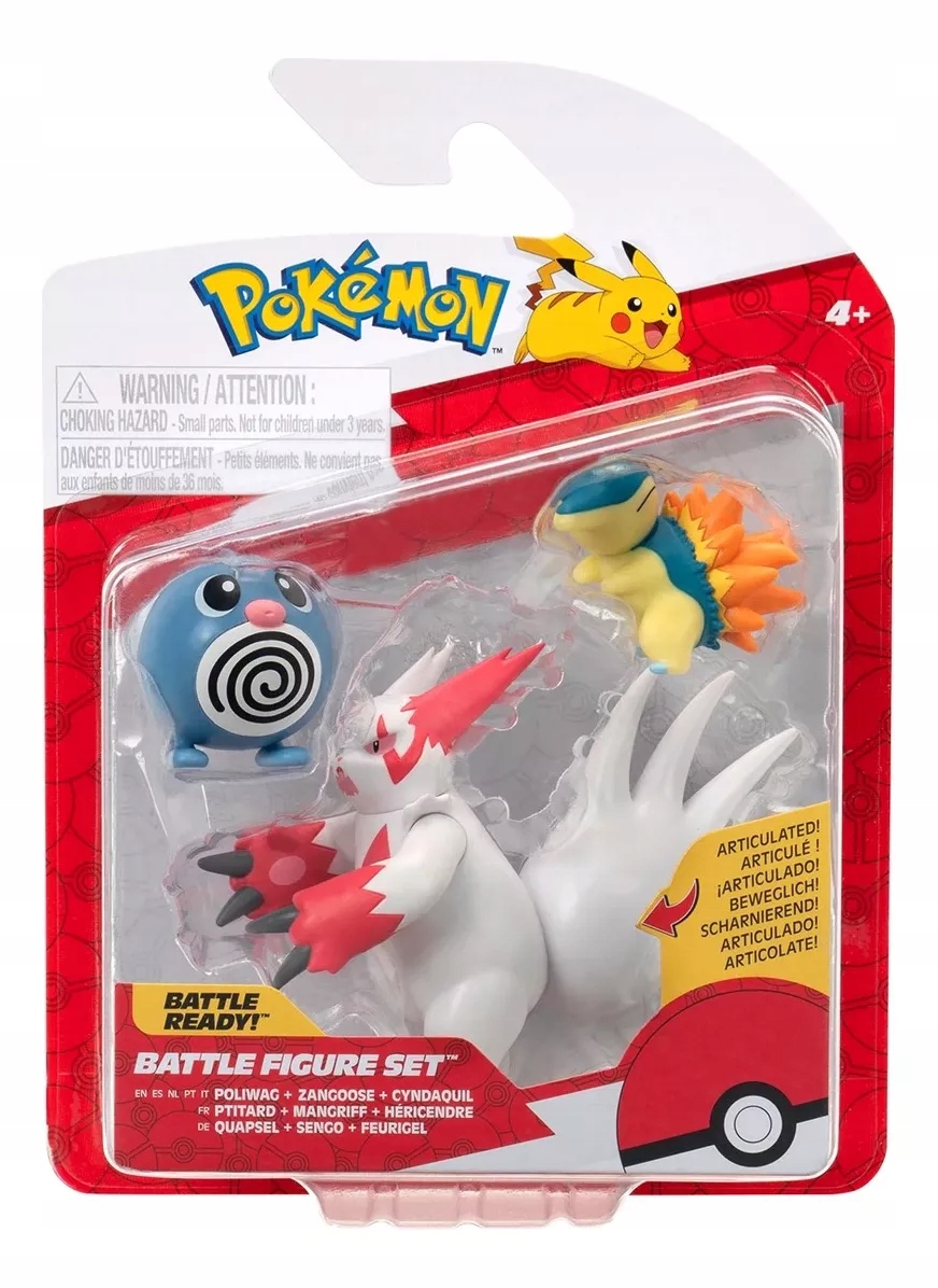 Pokemony Zestaw 3 figurek Poliwag, Zangoose, Cyndaquil Jazwares