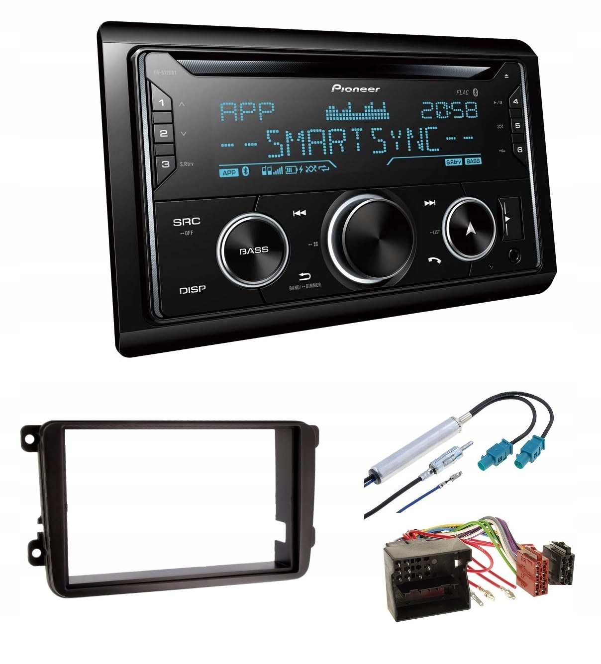 Pioneer FH-S720BT Bluetooth autorádio Aux Vw Golf 5 6 T5 rámček