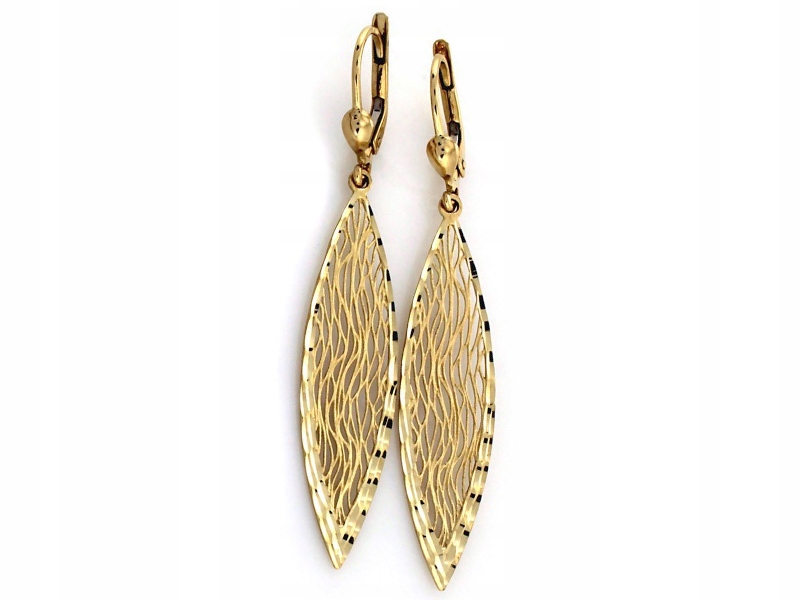 

Złote kolczyki Dzień Matki 333 wiszące ażurowe