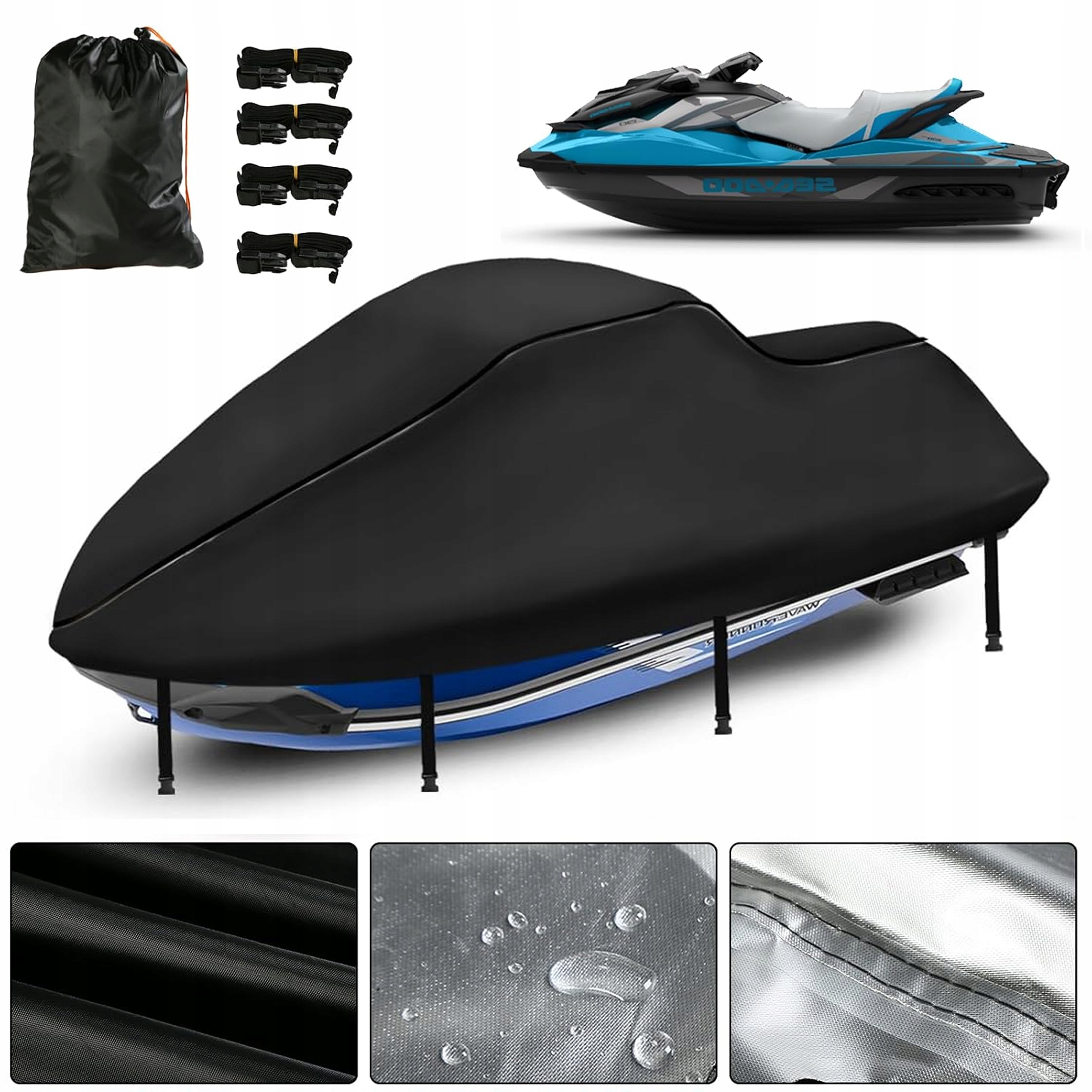 Pokrowiec Na Skuter Wodny 2XL Plandeka Oxford 600D Wodoodporny Jet Ski Pasy