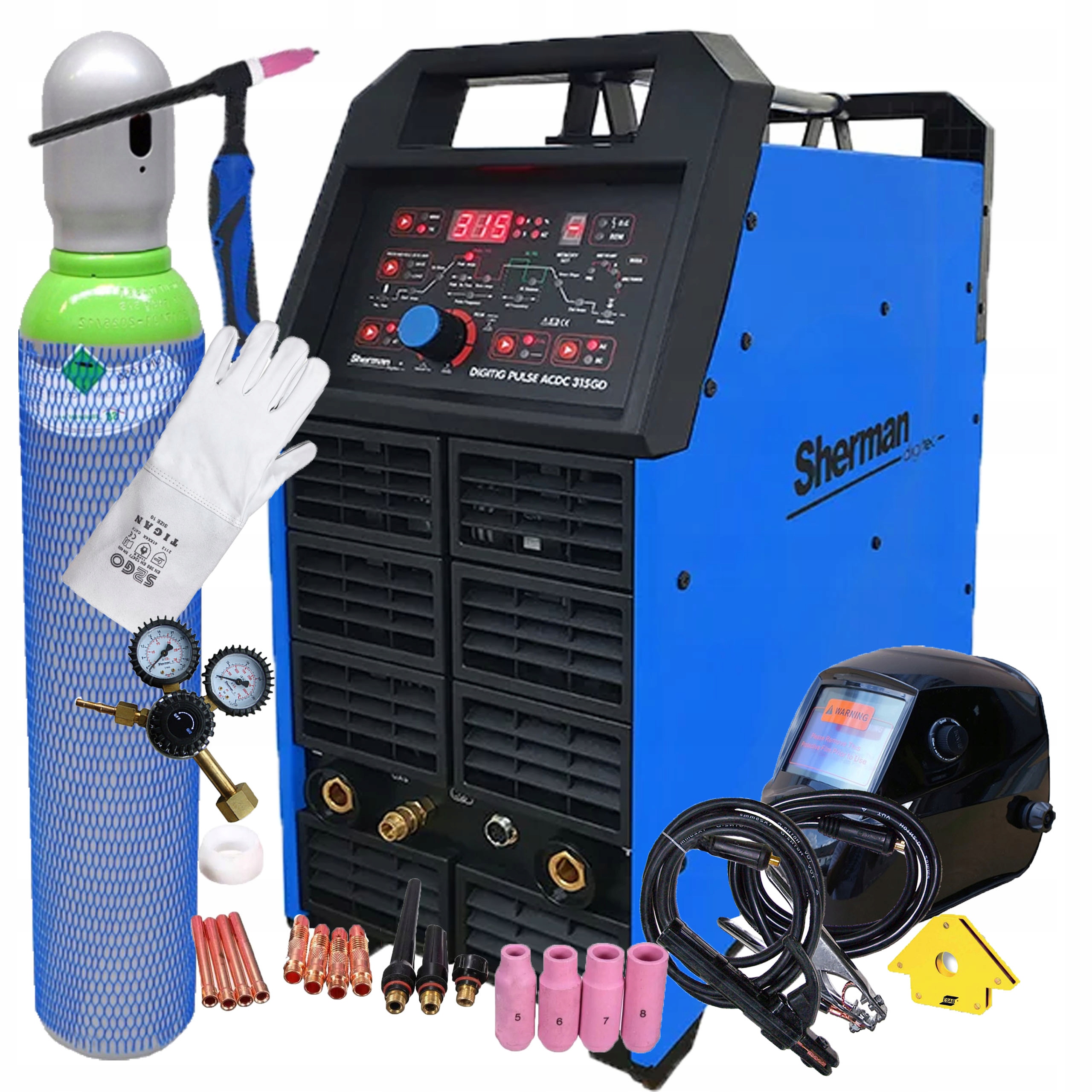 Spawarka Tig Sherman Digitig Pulse Ac/dc 315GD 315A Aluminium Felgi Zestaw
