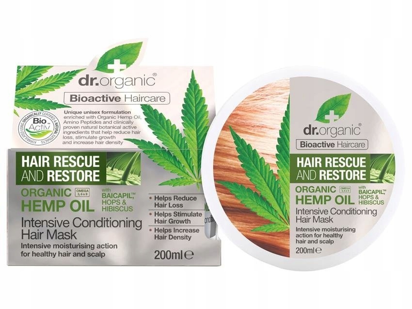 Dr Organic Hemp Oil Maska Na Vlasy A Pokožku Hlavy stimuluje a regeneruje