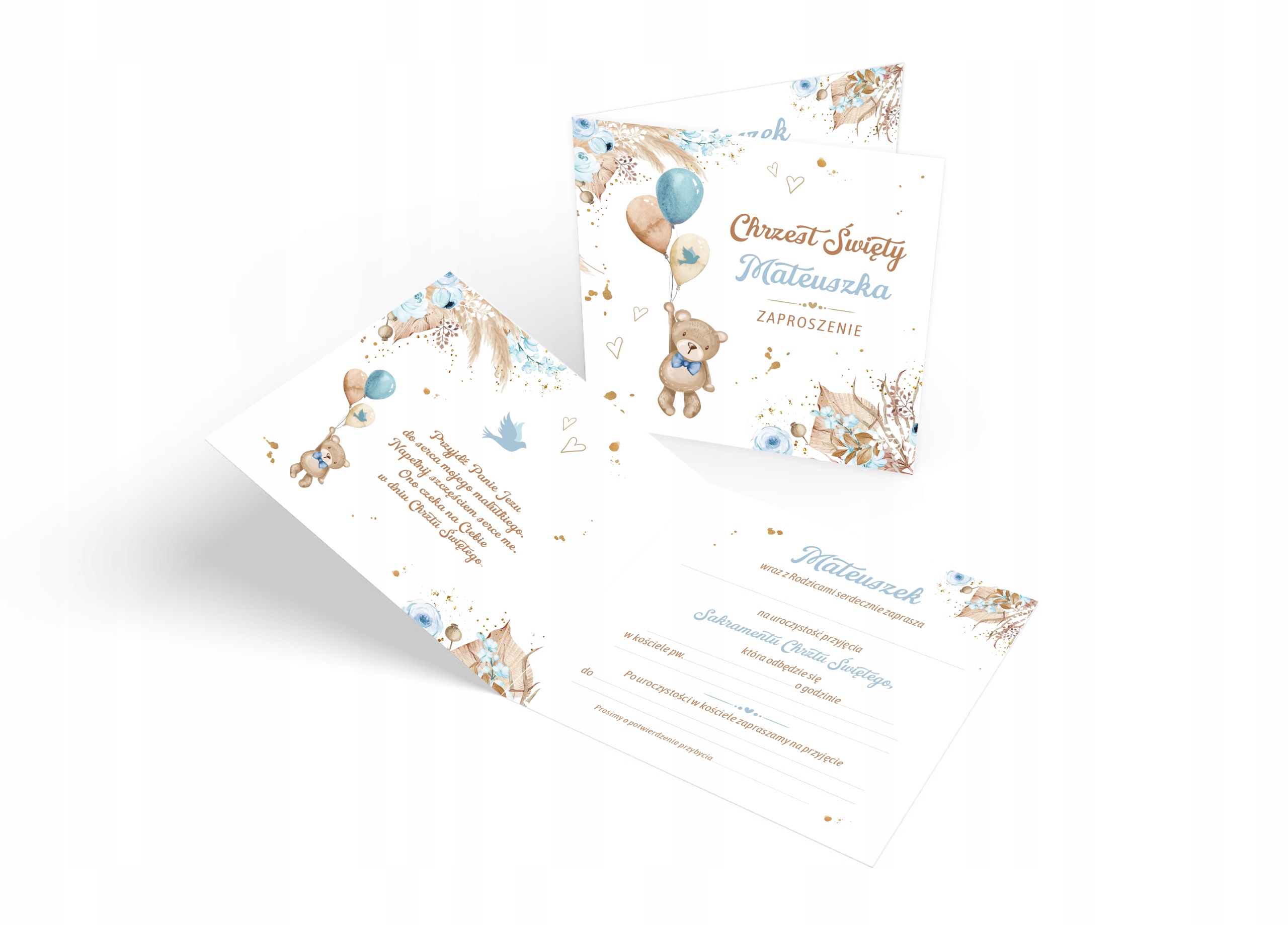ZAPROSZENIA NA CHRZEST BOHO MIŚ + KOPERTA + IMIĘ Rodzaj chrzest