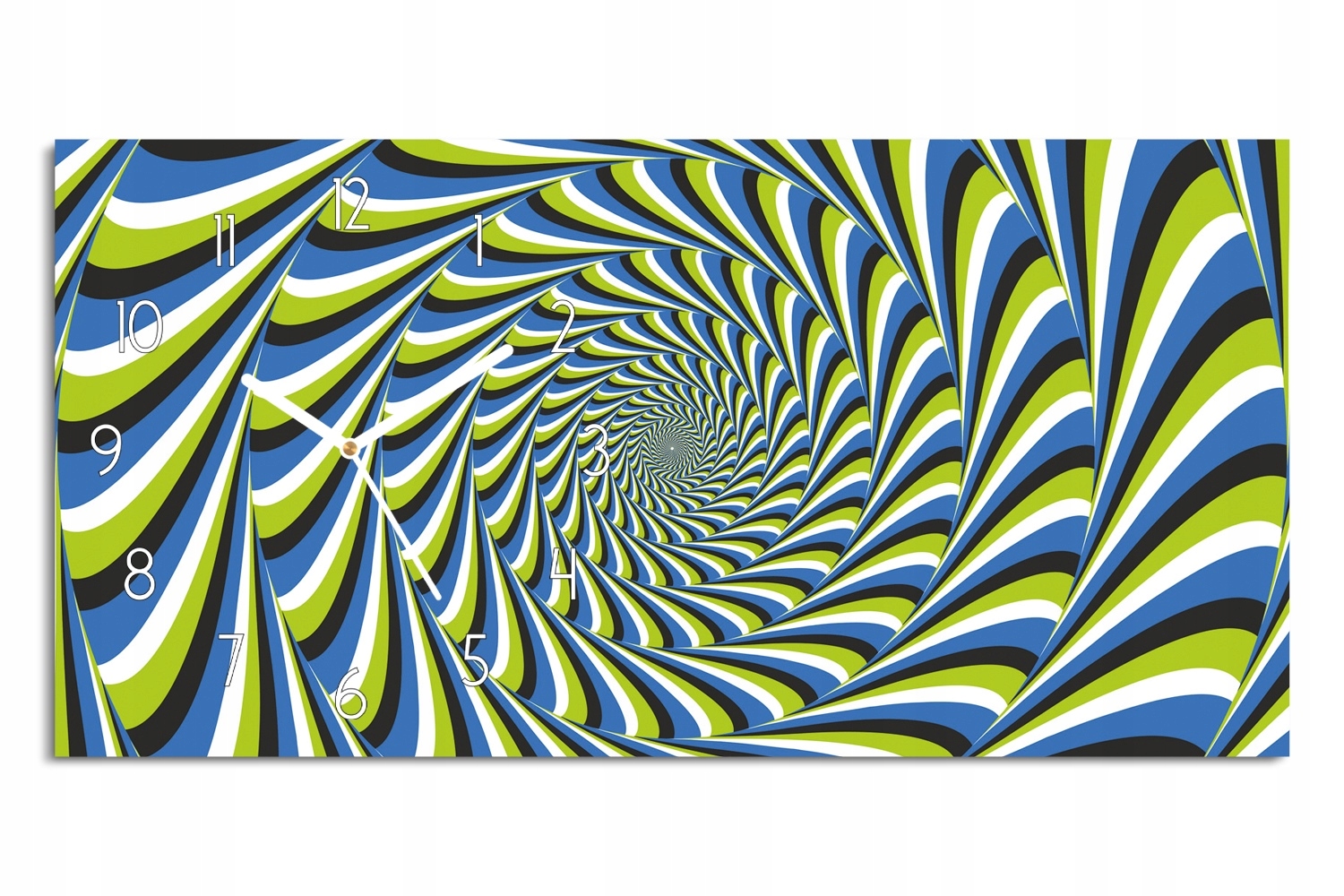 skleněné hodiny do jídelny 60x30 Spirála iluze 3D