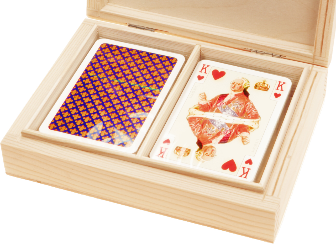 KARTY DO GRY PIATNIK LUX FRANCE ROYAL W DREWNIANYM PUDEŁKU