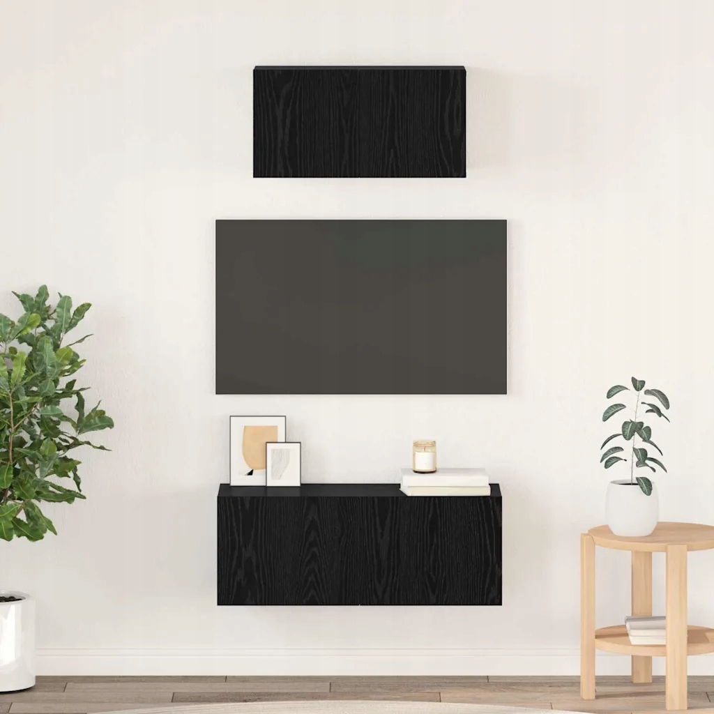 vidaXL Sestava Tv skříněk Nástěnný 2 pcs Černý dub kompozitní dřevo