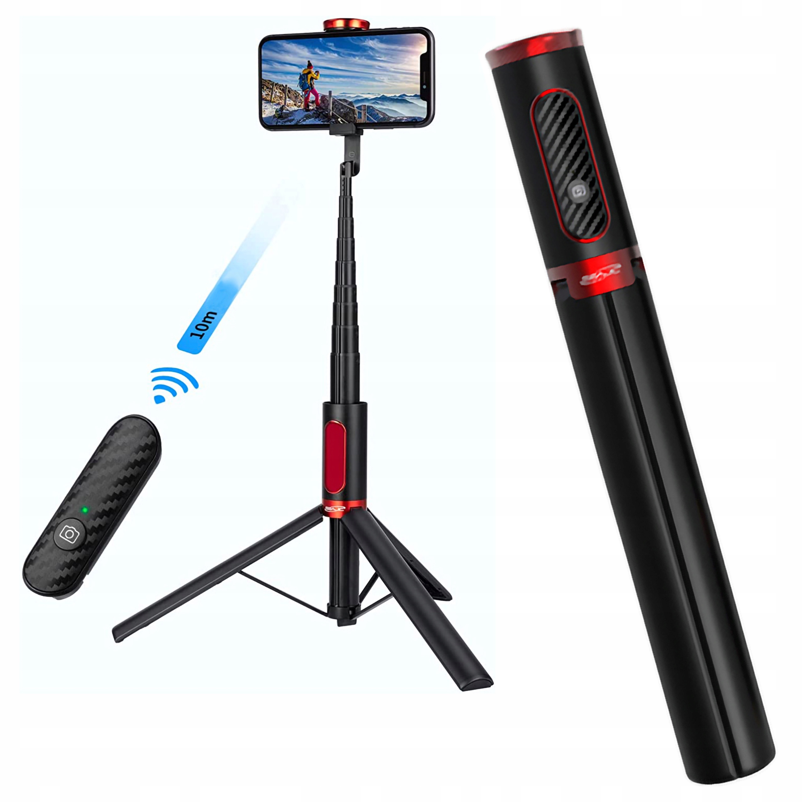 Selfie tyč 150 cm Seajic Oth-AB202Max Černá s dálkovým ovládáním Bt 10 m