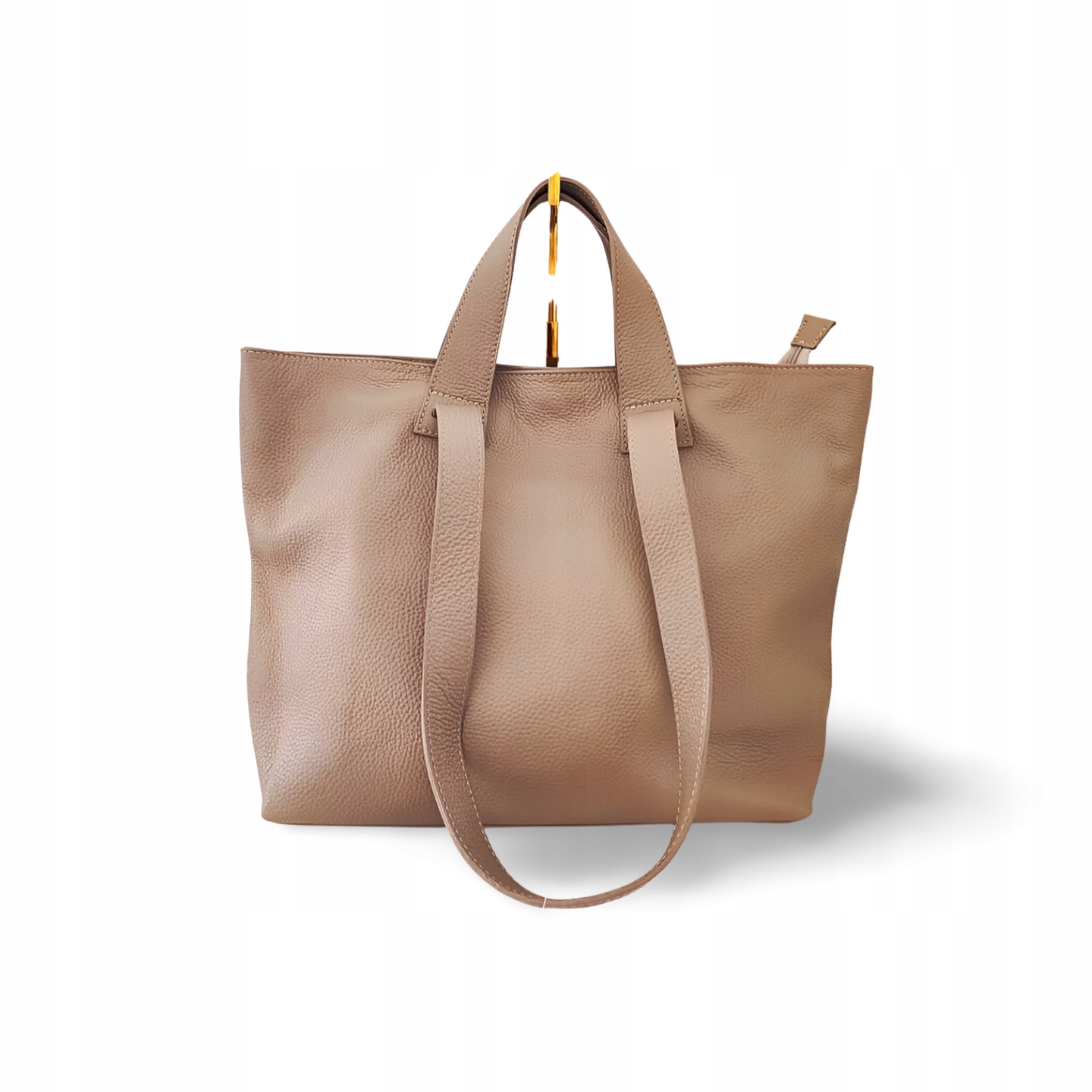 Laura Biaggi kožená nákupní taška béžová