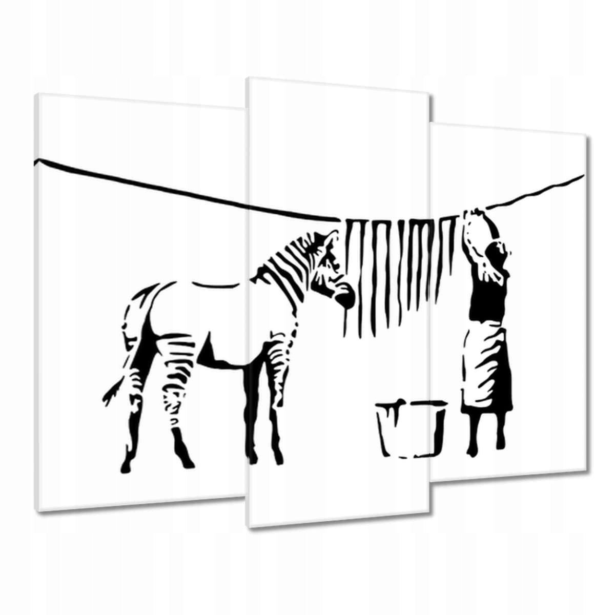 Obrazy 90x70 Praní zebry Banksy Pásky