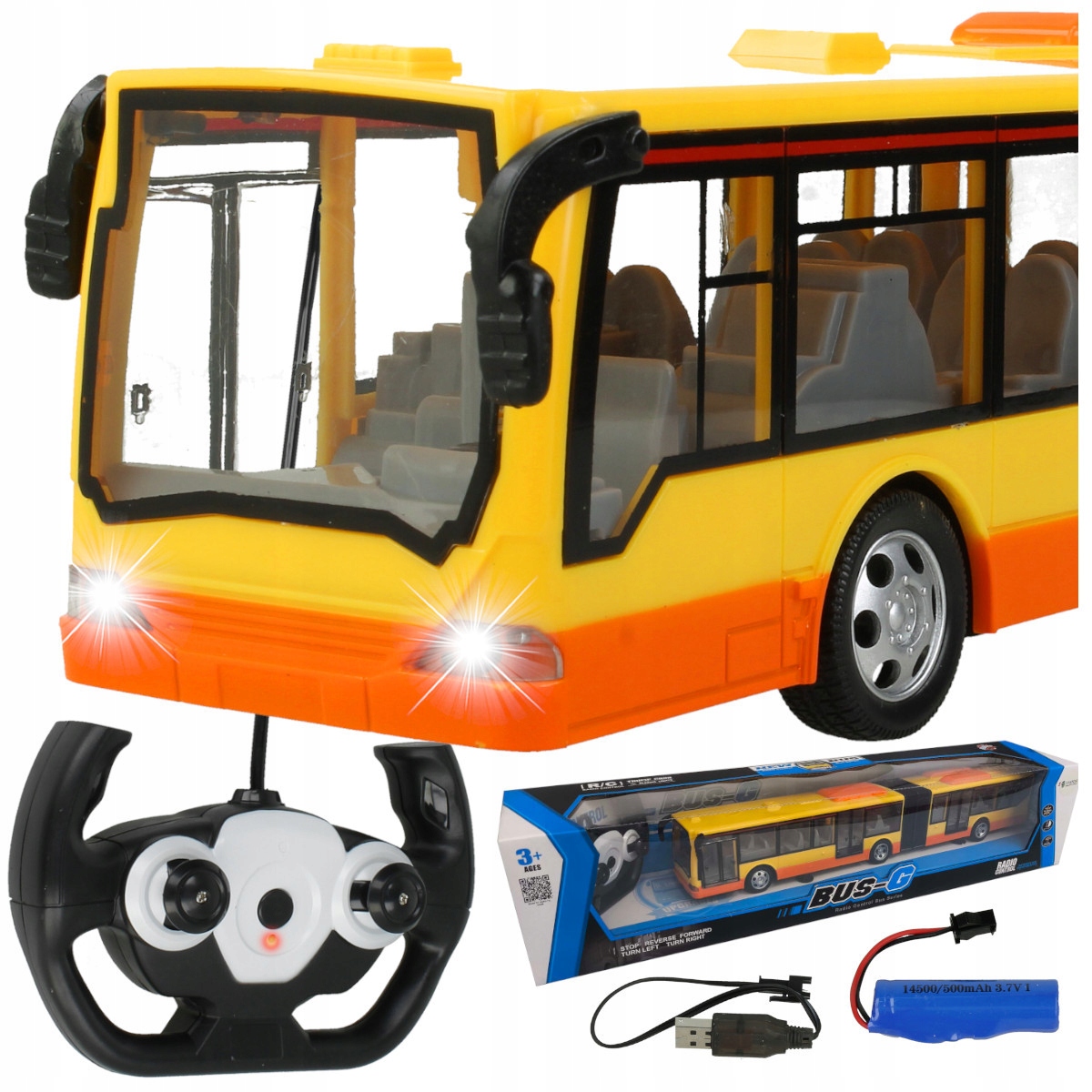 AUTOBUS miejski Zdalnie Sterowany PRZEGUBOWY 45cm ŚWIATŁO NAPĘD PILOT RC