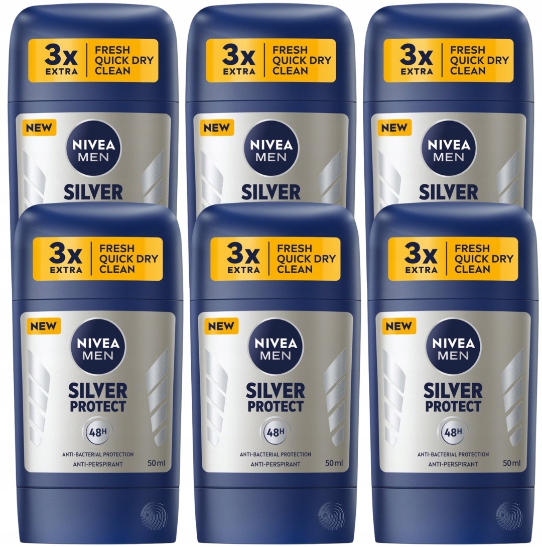Antiperspirant Nivea Men Silver Protect pro Muže v Tyčince 48H 6x50ml