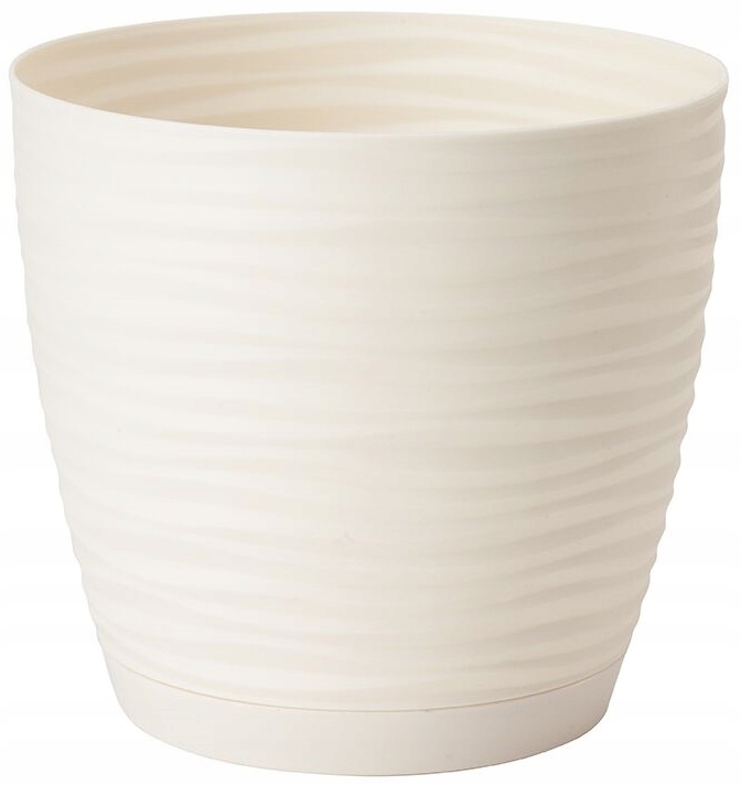 Doniczka okrągła z podstawką SAHARA PETIT 23 KREM