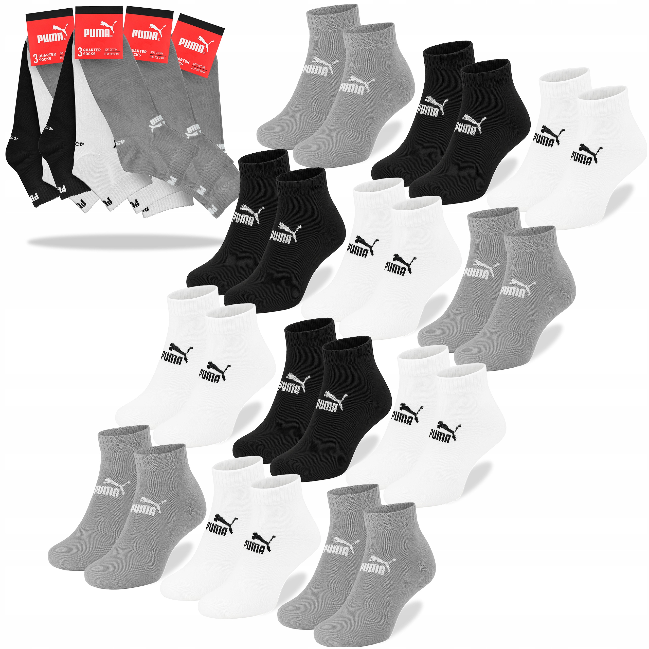 Puma Pánské Ponožky 3/4 Mix Bavlna 12 párů Velikost 39/42