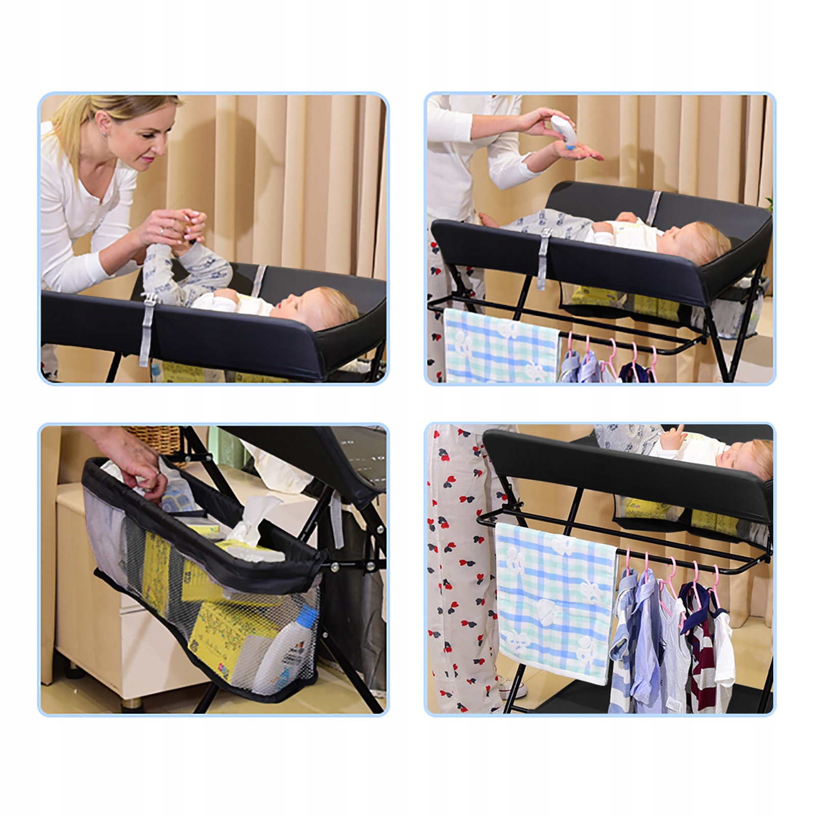 25kg nośny czarny przewijak z kółkami Szerokość produktu 63 cm