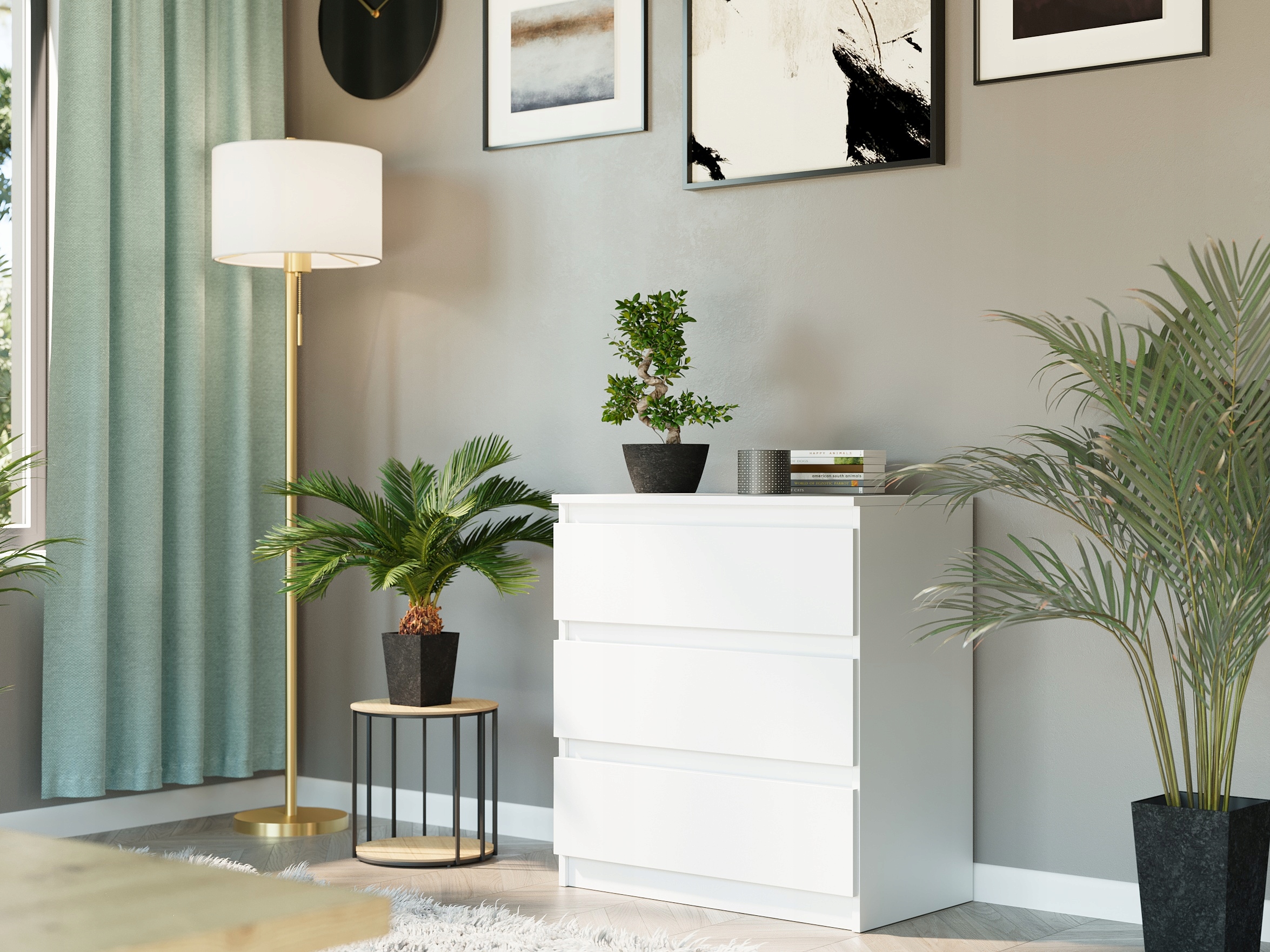 Modna DUŻA KOMODA 3 SZUFLAD SZAFKA Biała PL R-3