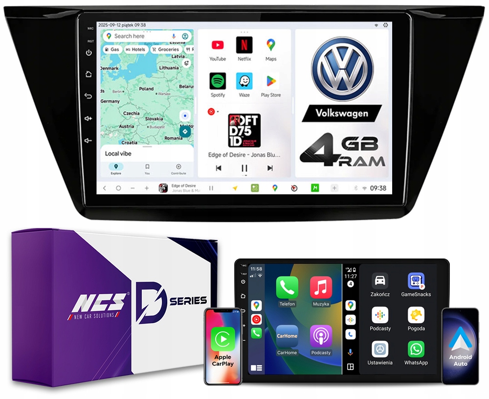 Rádio Navigace Ncs D10 Volkswagen Touran III 2015-2020 Android 4GB Lte 10″