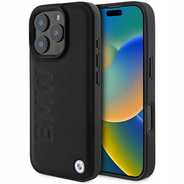 Bmw BMHCP16XSLLBK Pouzdro z černé kůže pro iPhone 16 Pro Max Pouzdro "