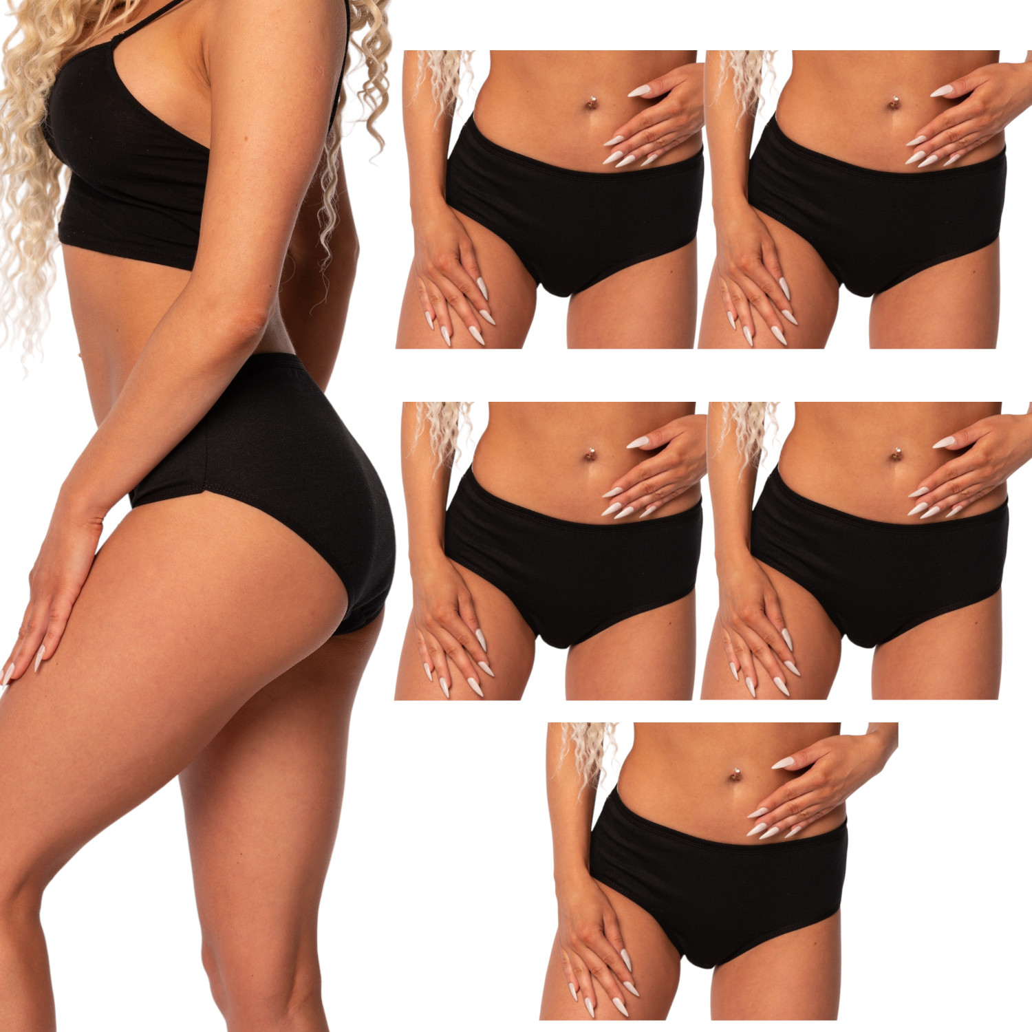 

5X Figi Majtki Damskie Wysoki Stan Bawełniane L