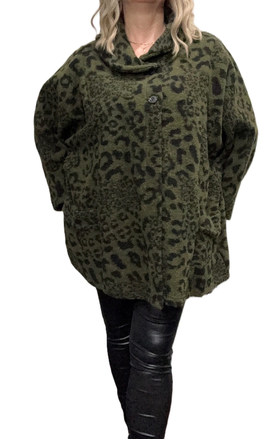 dámská kabátek prošívaná khaki bunda s přehozem 5XL 56 58