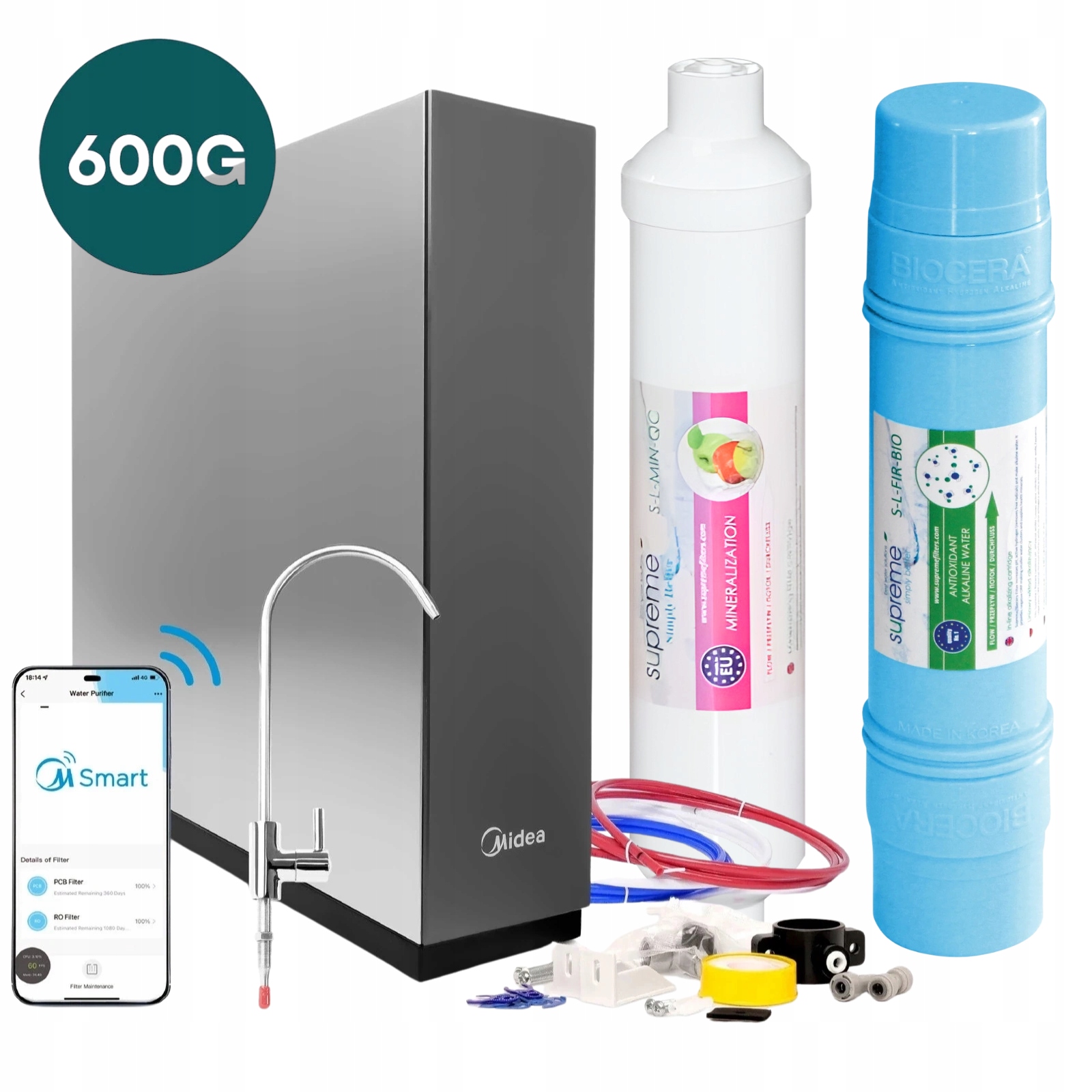 Beznádržová osmóza Midea 600GPD s mineralizátorem a ionizátorem Supreme