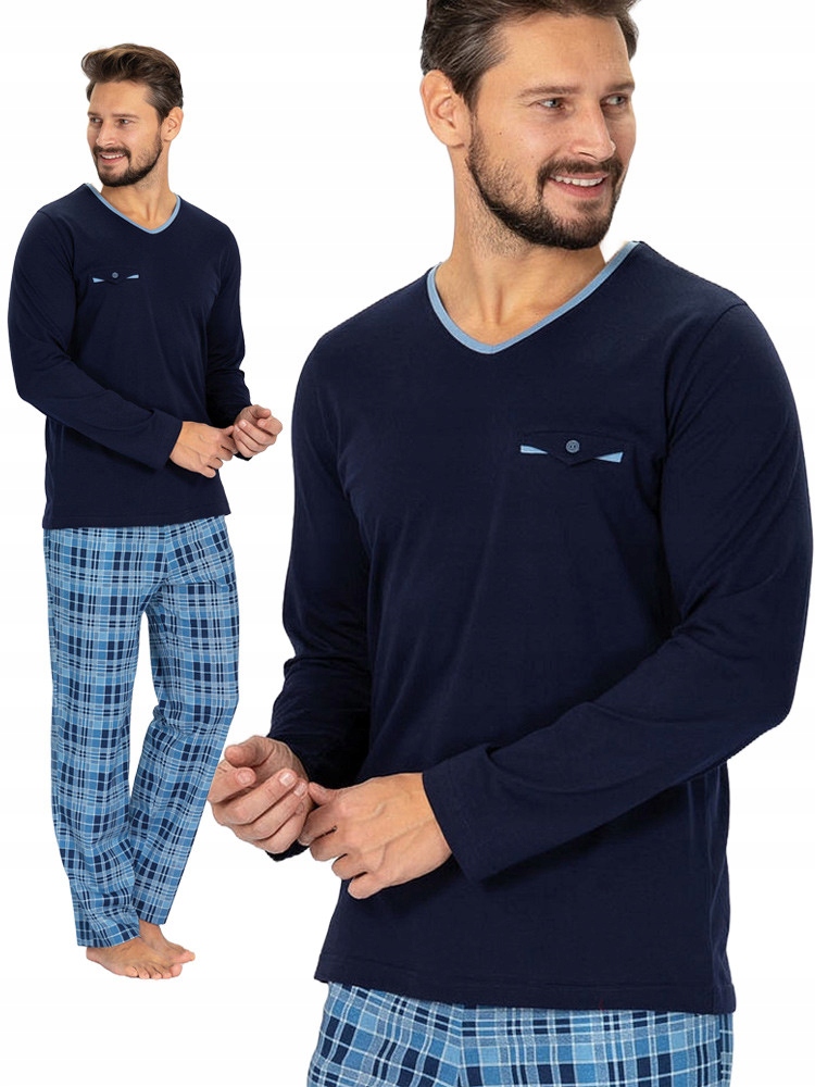 Hotberg Leon elegantní tmavě modré dlouhé pánské pyžamo XL