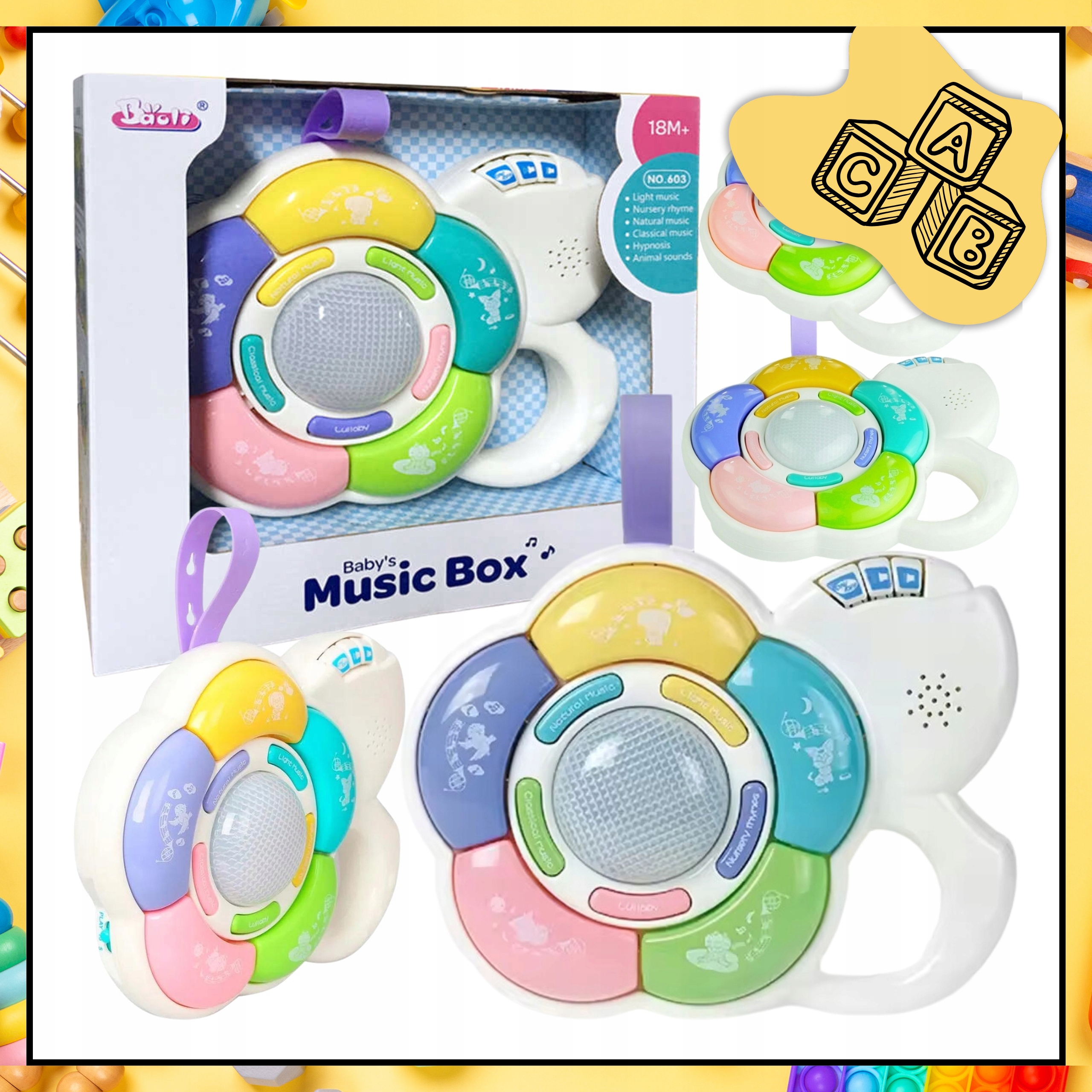 Interaktywna Pozytywka Kwiatuszek Światełka Różnorodne Melodie Zwierzątka Marka bez marki