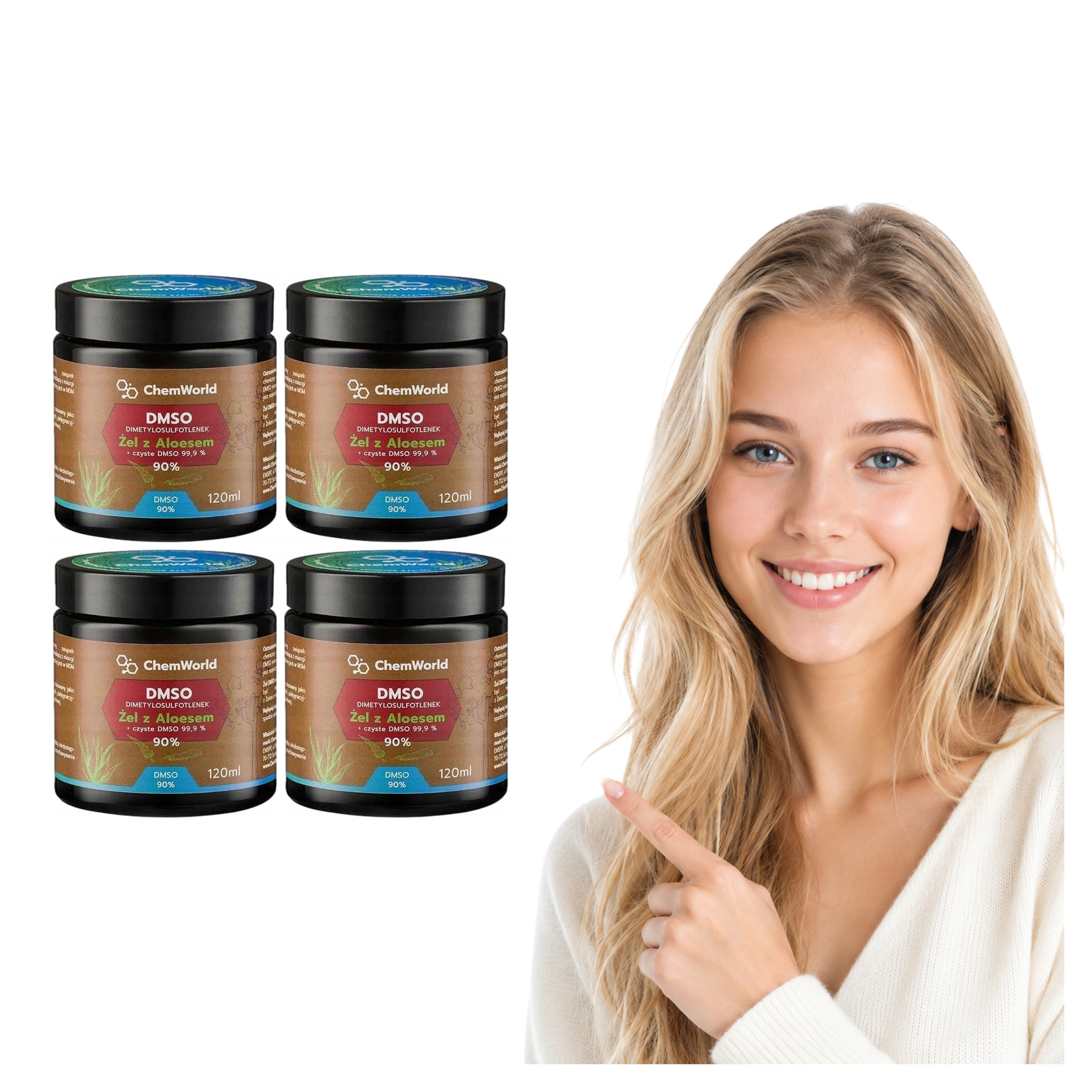 4x Dmso Aloes Chemworld Żel 90% Dimetylosulfotlenek 120 ml Aloe Vera Czda