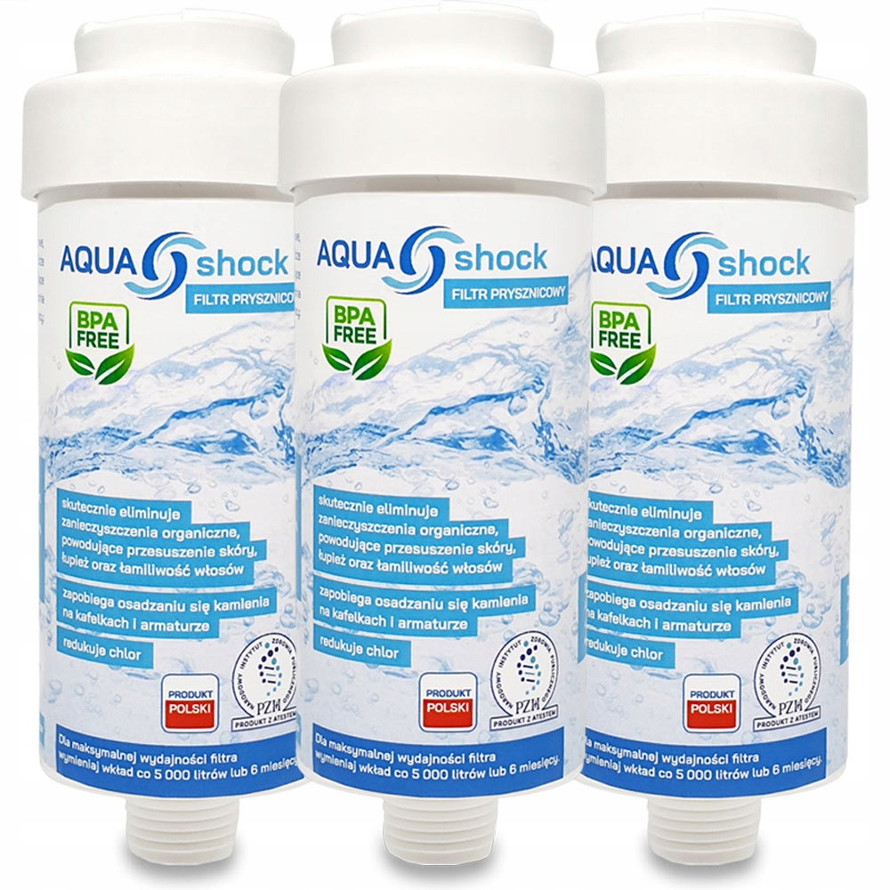 

3x Filtr do Wody Prysznicowy Usuwa Chlor Bpa Free