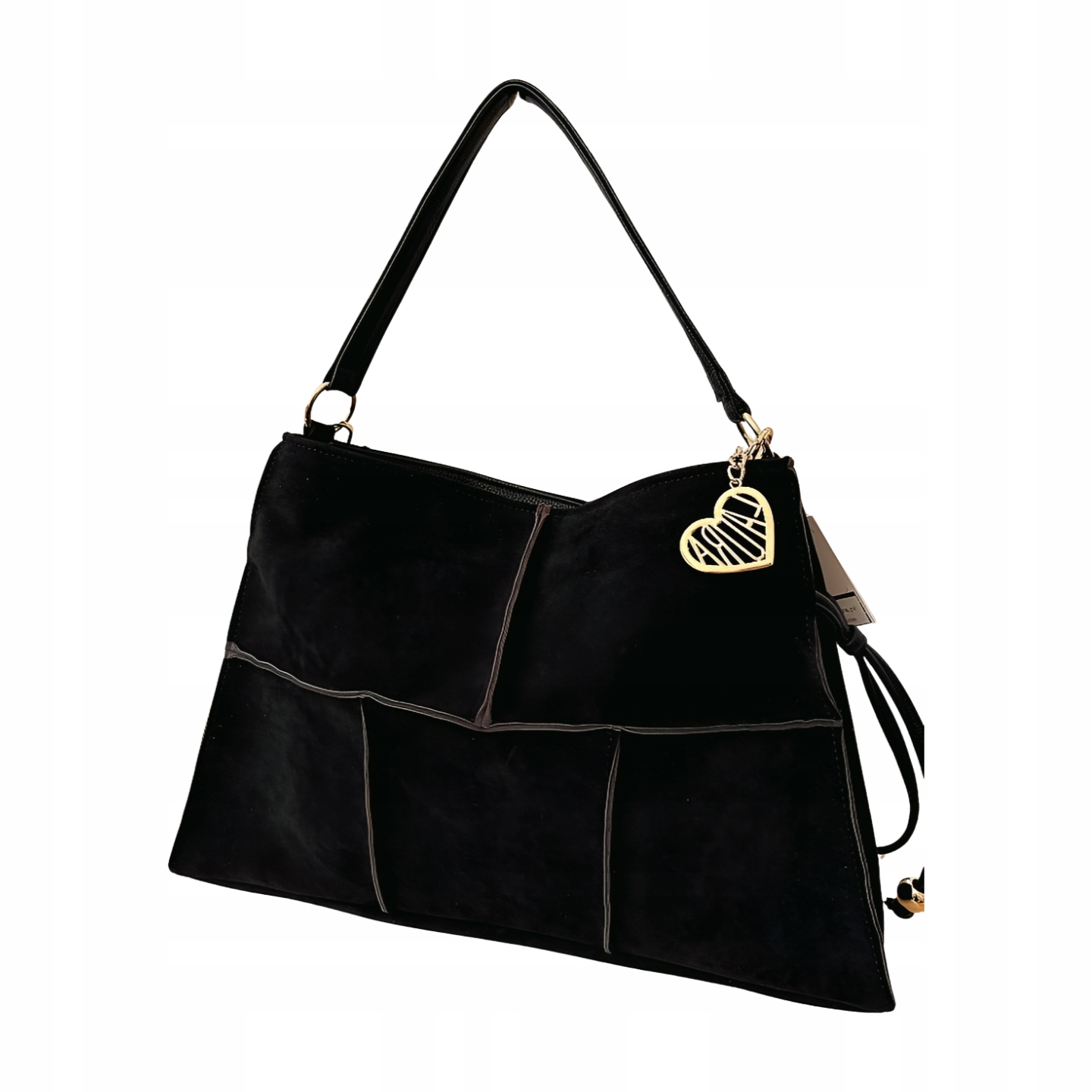 Laura Biaggi kabelka přes rameno s prošíváním, černá, ekosemiš