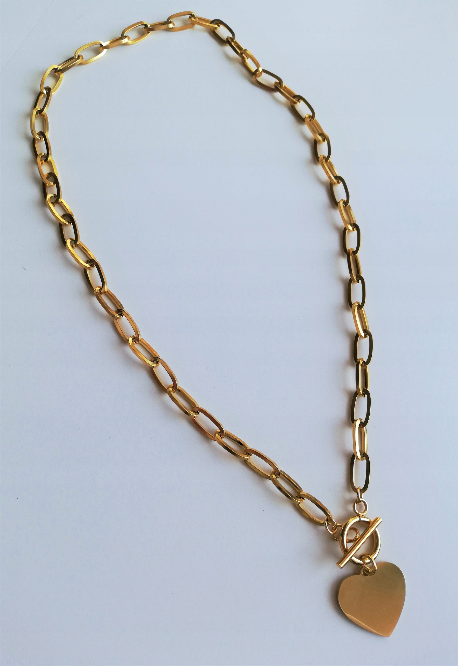 náhrdelník řetěz Velké Srdce zlatá ocel 45cm