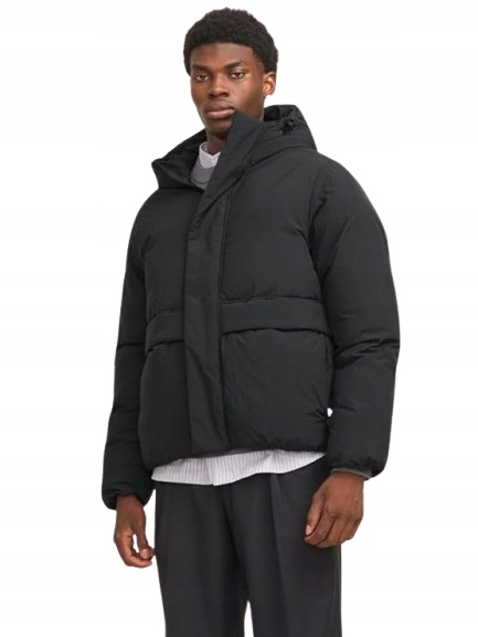 Jack & Jones Pánská Zimní Prošívaná Bunda S Kapucí Černá S J7F