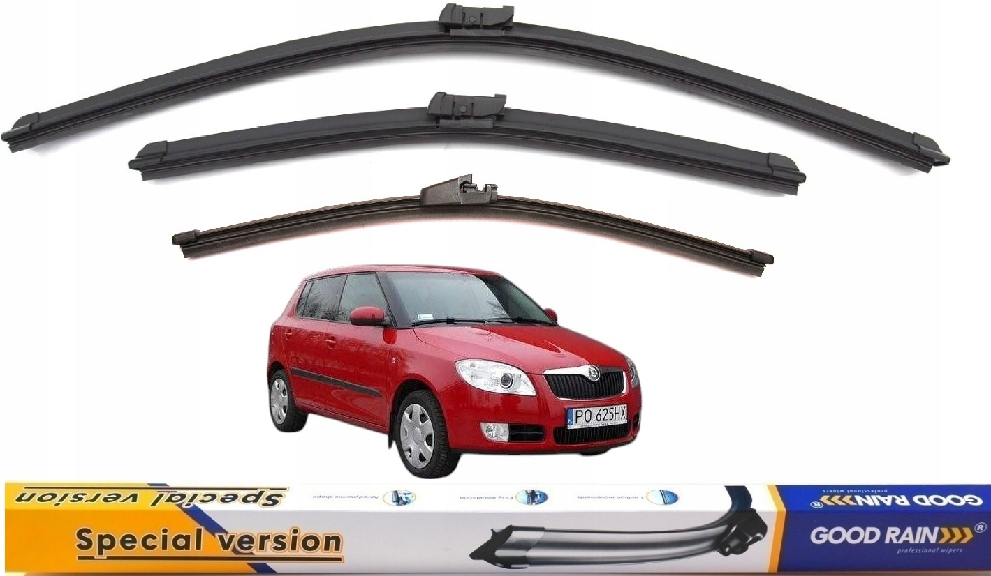 3x Wycieraczki Komplet Nowe Przód Tył Skoda Fabia II Hatchback 2006-2013