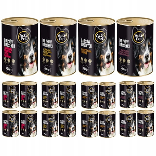 Levně Activ Pet krmivo pro psy 20 x 400 g mix chutí sada konzerv