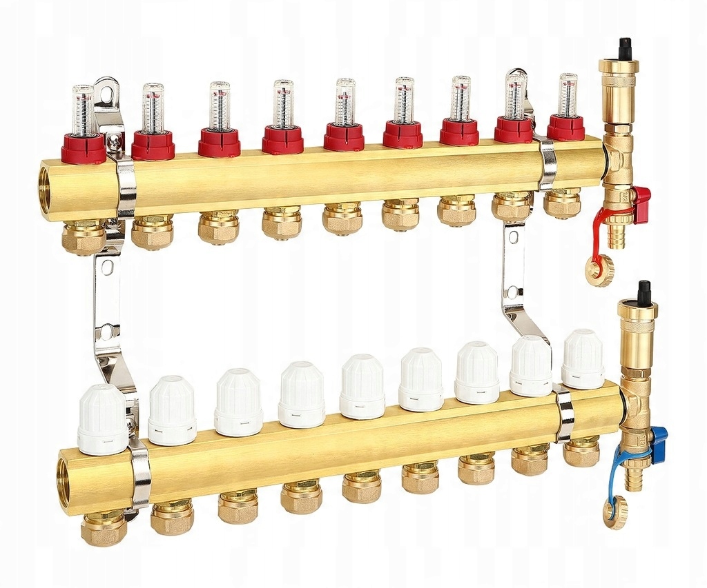 Rozdělovač 9 Okruhů Podlahového Vytápění Pro Mosazné Spojky Podlahové Krytiny