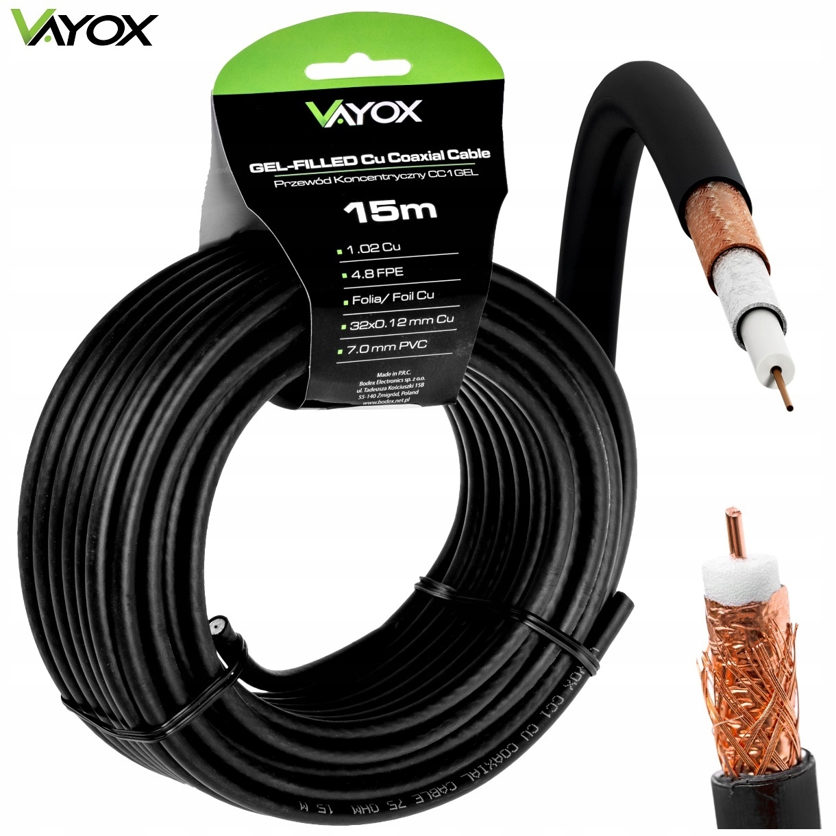 

Kabel Koncentryczny Żel Przewód Czarny Miedź 15m