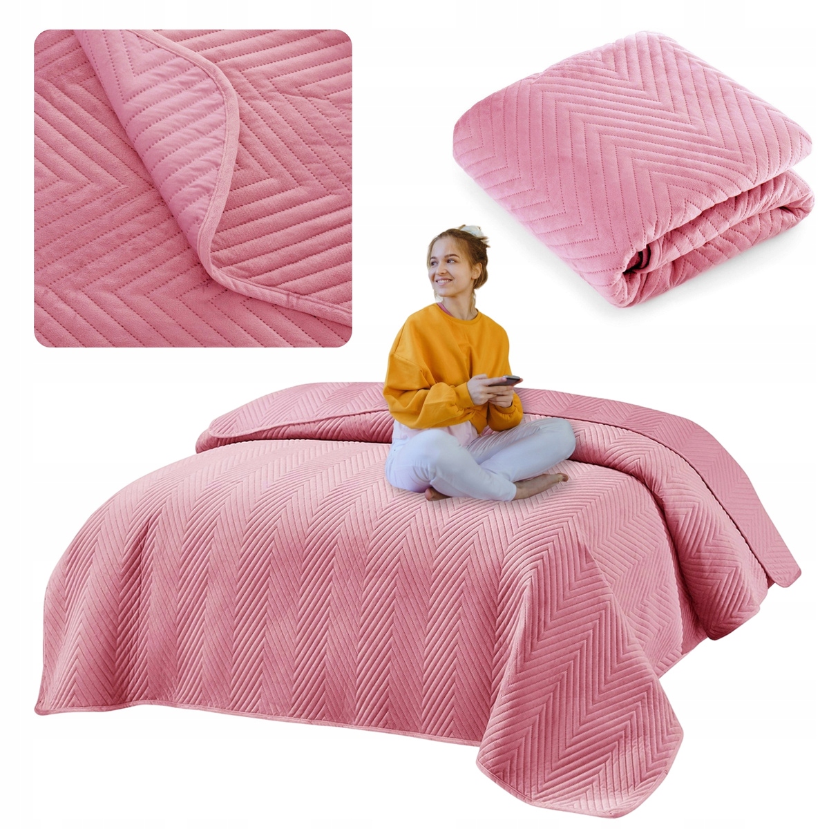 Přehoz 220x240 Lisovaný Komfortní Ozdobný na postel Marieta Velurová