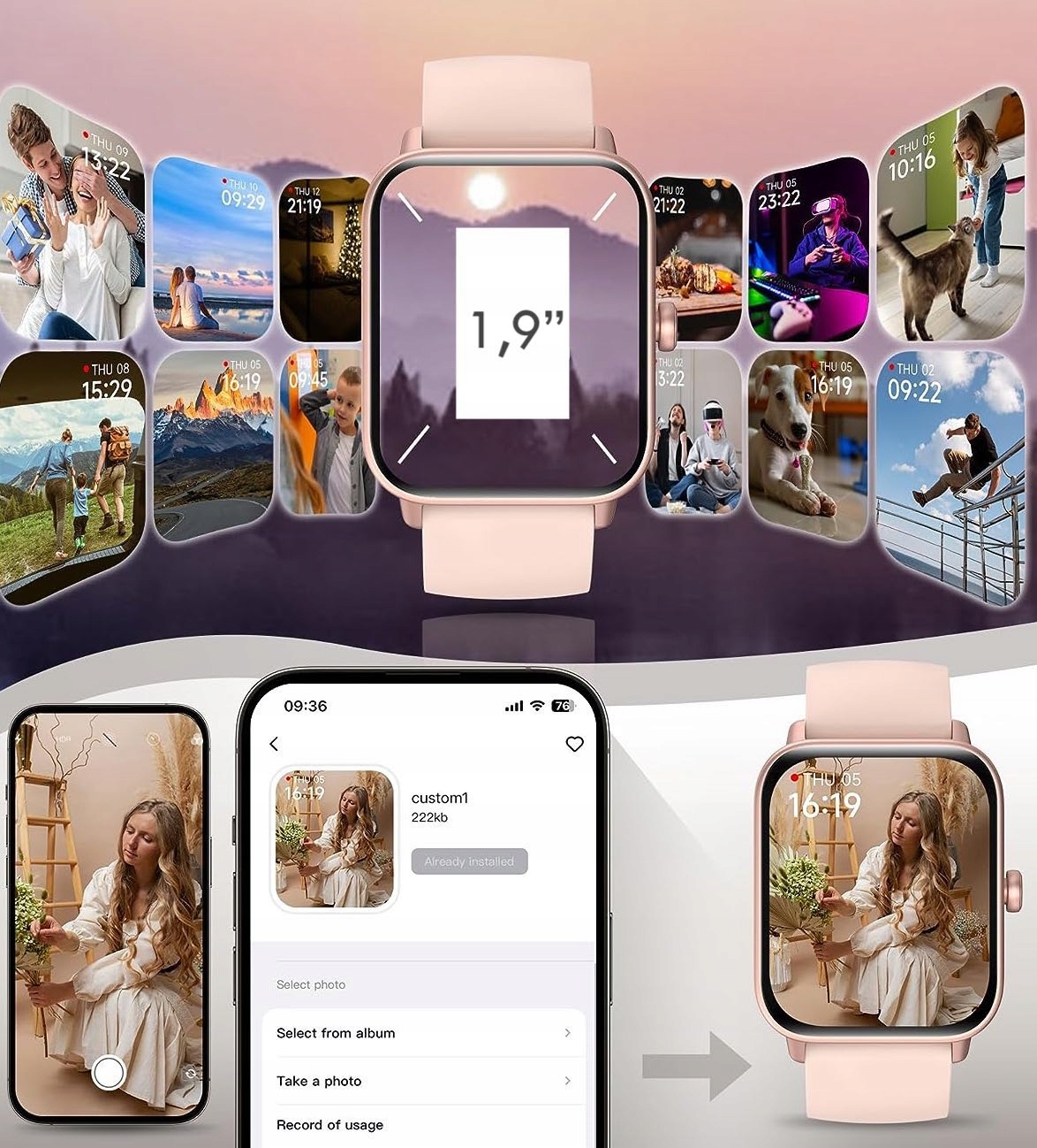 SMARTWATCH ZEGAREK DAMSKI POLSKIE MENU ROZMOWY SMS SMART WATCH + 2 PASKI Złącza brak