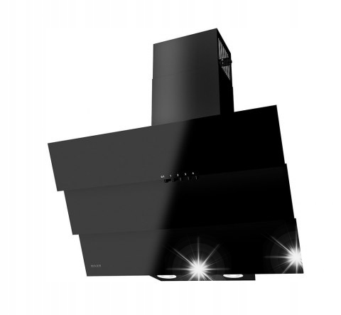 Okap kuchenny kominowy Maan Bravo 60cm Czarny 325m3/h Ścienny Skośny Szkło