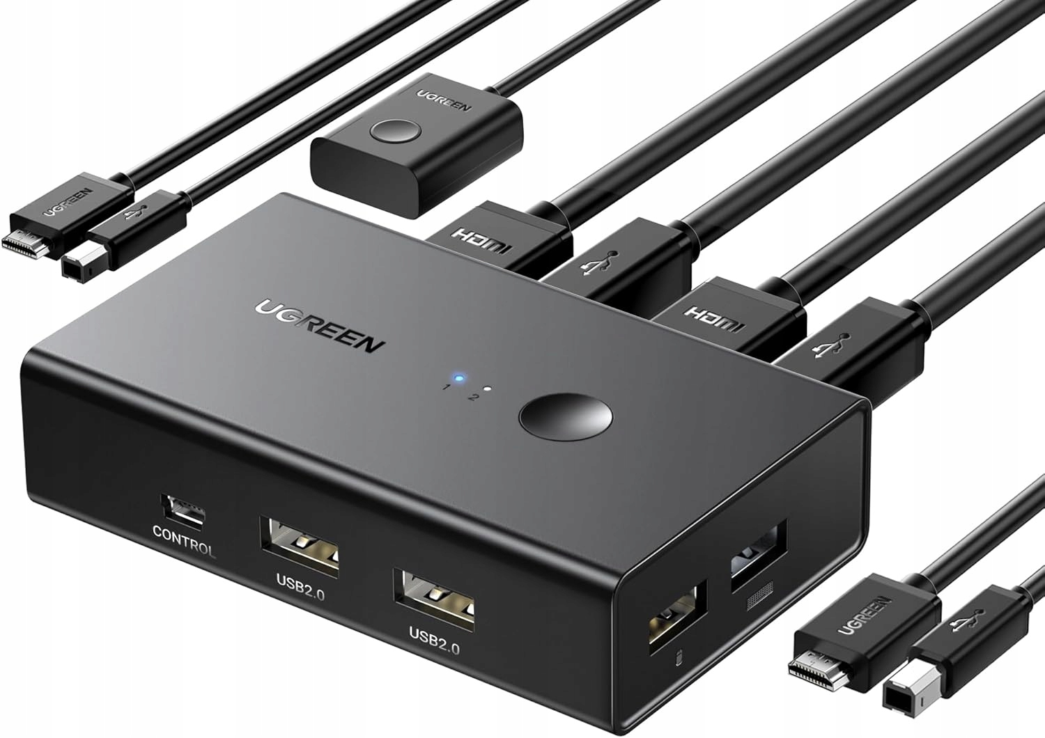 Przełącznik Kvm Ugreen Hdmi 2.0 2 PC1 Usb 2 Pc 4K@60Hz 4 Porty Usb