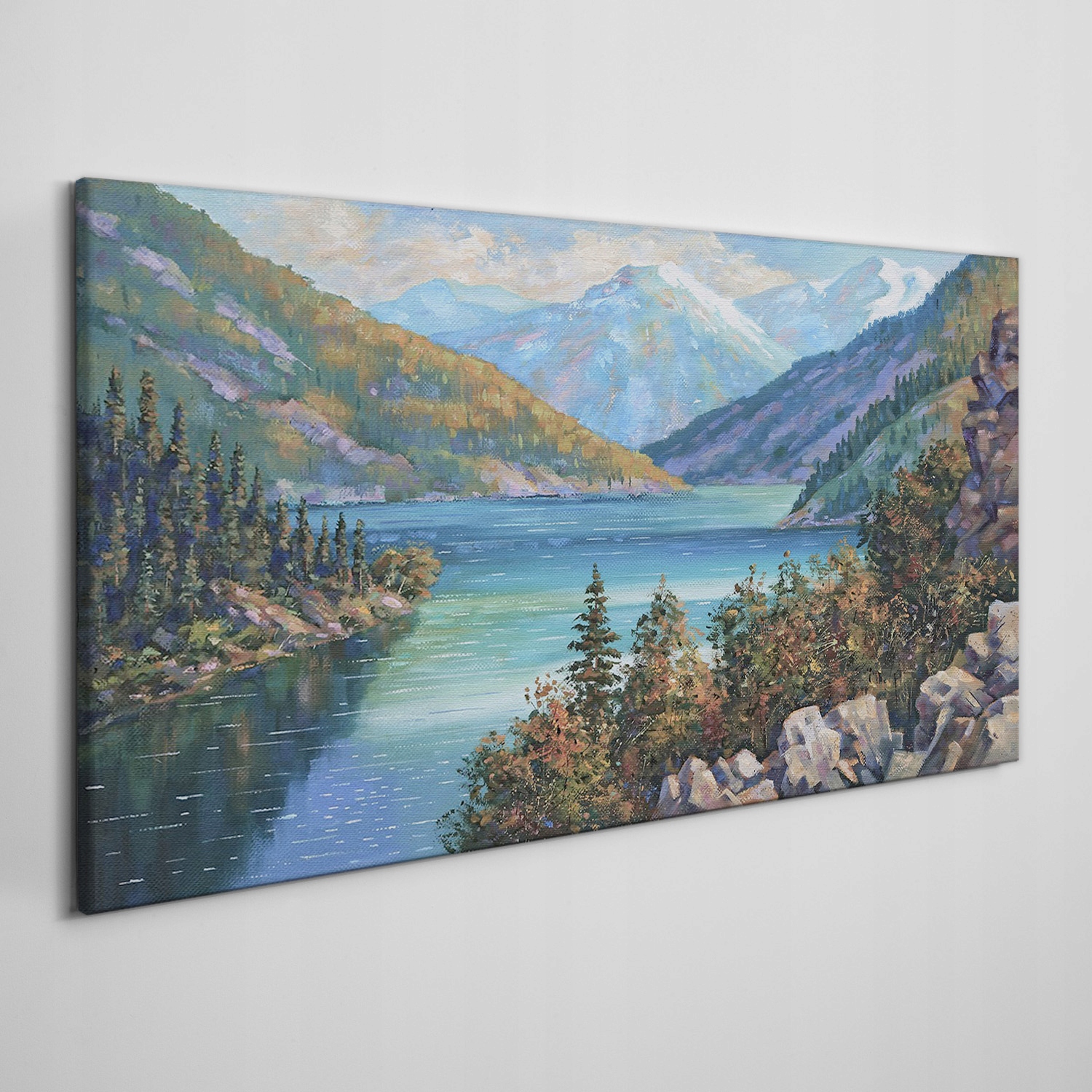 

Obraz na płótnie Malarstwo góry jezioro 120x60 cm