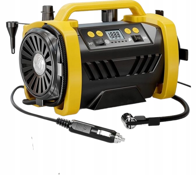 LERTZ KOMPRESOR DMUCHAWA POMPKA DO KÓŁ PRZENOŚNA 120W AC/DC LATARKA BIG