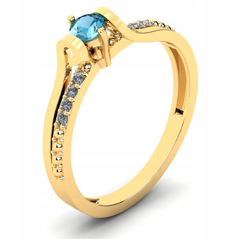

Pierścionek Złoty Zaręczynowy Z Błękitną Cyrkonią